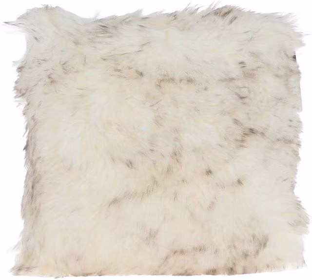 Fenland England Wolf Tip Real Sheepskin Square Cushion in White