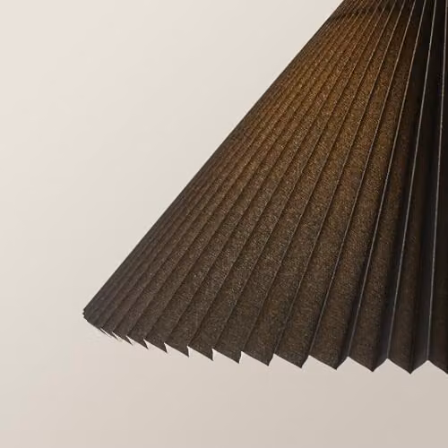 ValueLights Akira Slim Metal Floor Lamp with Pleated Fabric Shade and LED Bulb in Black and Burnt Orange – 3