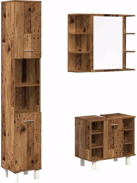 Berkfield Home 3 Piece Rustic Brown Bathroom Furniture Set in Engineered Wood