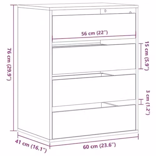 vidaXL Corner Chest of Drawers in Artisan Oak, Brown, W/D/H: 60 x 41 x 76 cm – 3