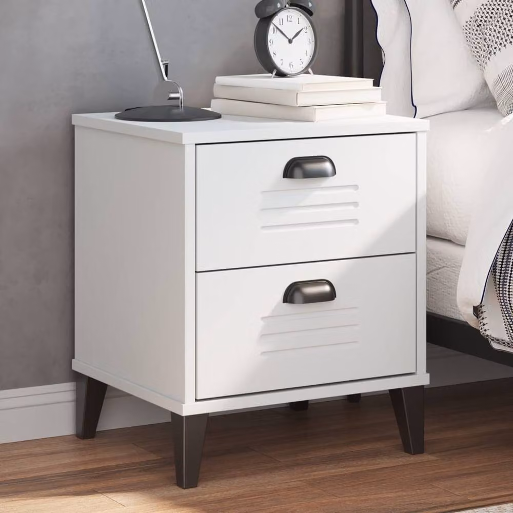 Berkfield Home VIKEN Bedside Cabinet in White MDF – 2