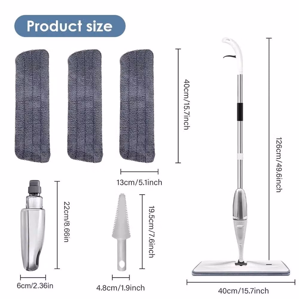Kelvenix White Microfibre Spray Mop for Wet and Dry Floor Cleaning with Refillable Head – 2