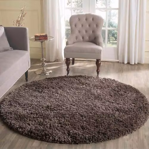 Desire Rugs Modern Round Shaggy Area Rug in Beige, Diameter: 120 cm – 4