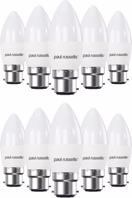 Paul Russells Dimmable LED Can Light, B22, 470lm, 4000K Cool White, Pack of 10