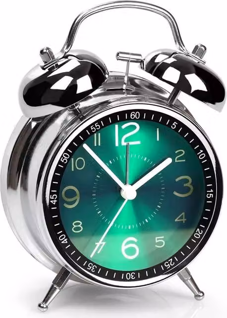 NESTLUNE Super Loud Twin Bell Alarm Clock with Night Light in Silver, W: 10.0 cm, H: 16.0 cm – 1
