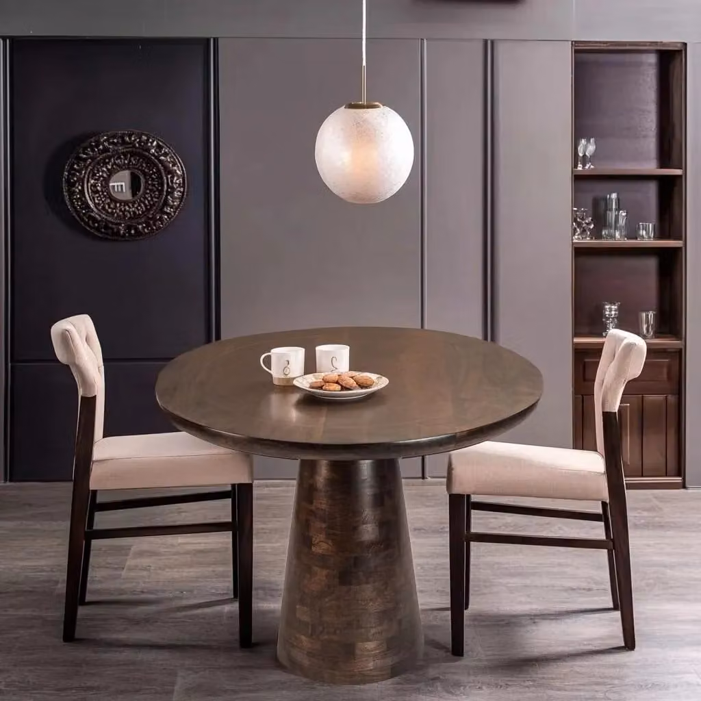IH Design Round Dark Brown Mango Wood Dining Table – 4
