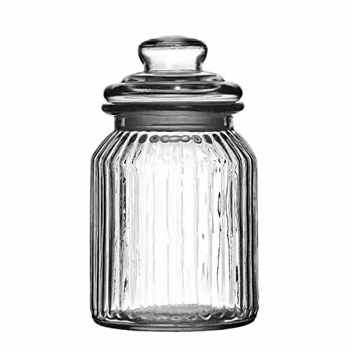 Orsina Ribbed Glass Storage Jar in Transparent