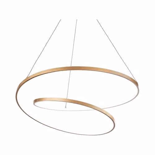 Ideal Lux OZ Dimmable Swirl Integrated LED Pendant Ceiling Light in Brass, 80cm, Warm White 3000K