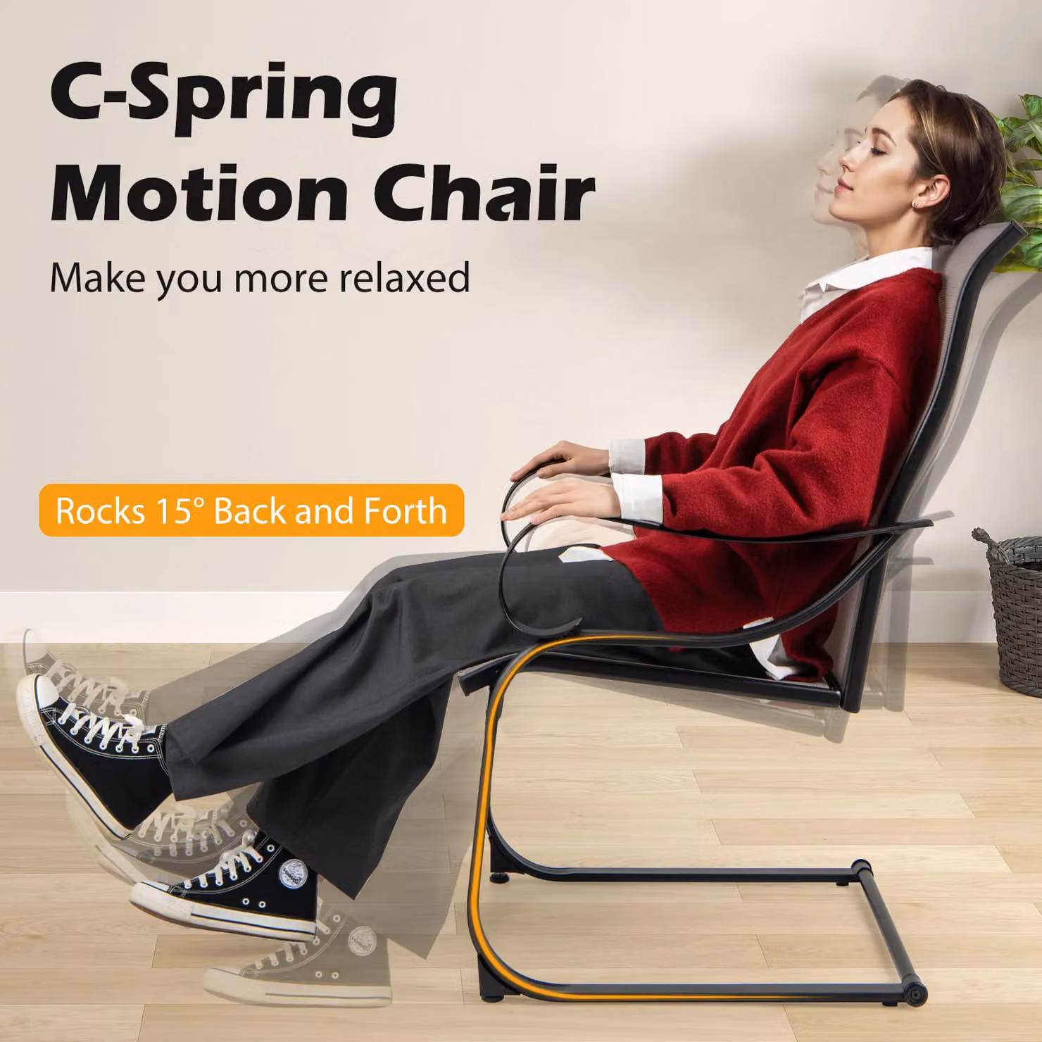 Costway Set of 2 Grey C-Spring Patio Dining Chairs with High-Back Metal Sling Design – 6