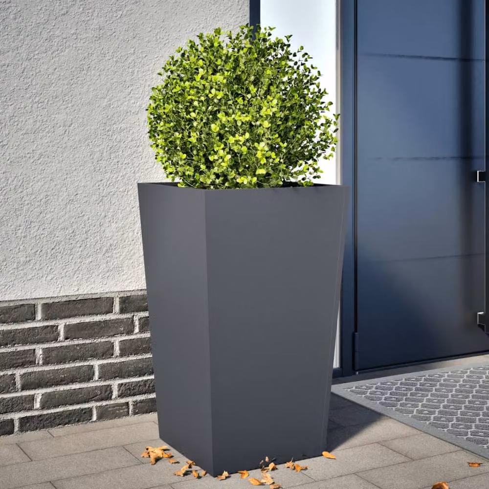 Berkfield Home Steel Garden Planter Tub in Anthracite Grey, W/D/H: 45 x 45 x 75 cm – 2