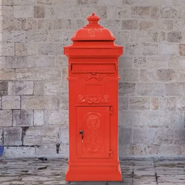 Berkfield Home Pillar Letterbox in Red Aluminium Vintage Style – 1