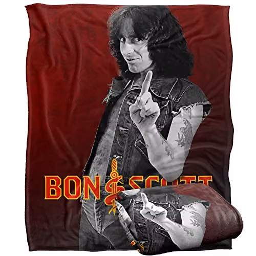 Bon Scott Snake Logo Silky Touch Super Soft Fleece Throw Blanket in White, W/D/H: 152 x 127 cm – 1
