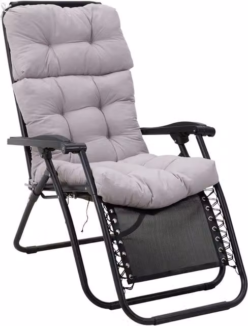 Livingandhome Adirondack Patio Chair Cushion, Grey Polyester Outdoor Seat Pad with Non-Slip Ties