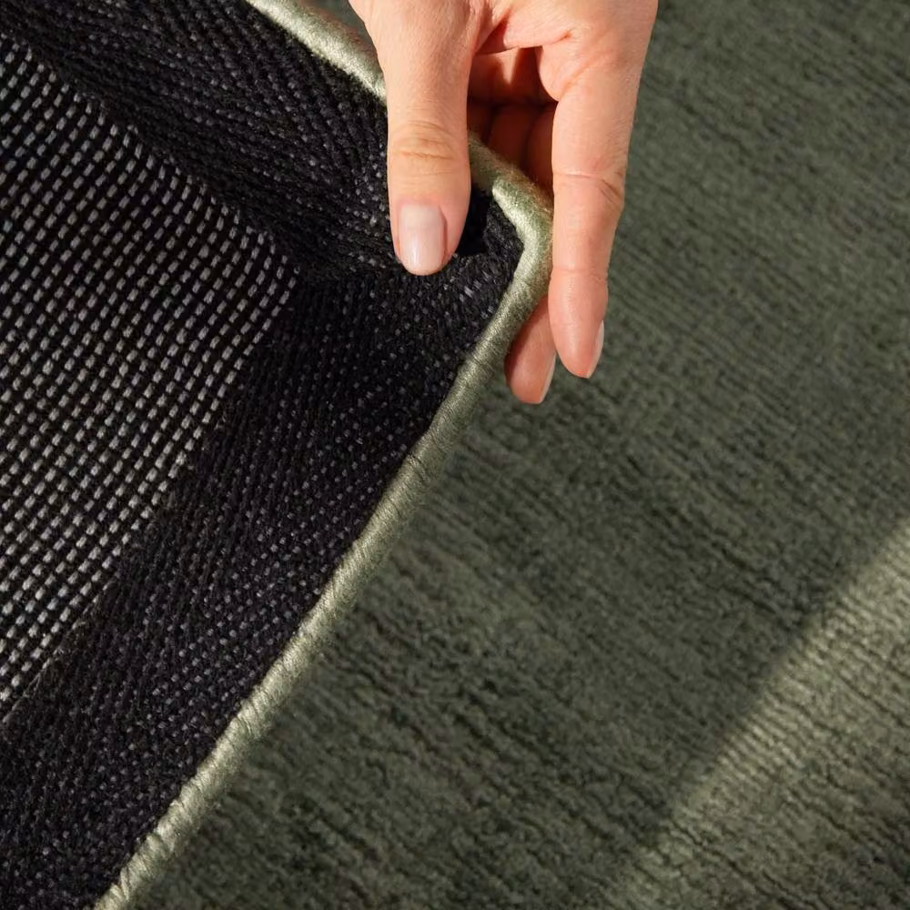Vikosa Jane Green Viscose Soft Plain Round Rug, Diameter: 150 cm – 2