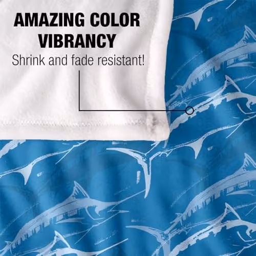 JQ Licensing Marlin Mosaic Fishing Pattern Super Soft Fleece Throw Blanket, Multicolour, W: 91 cm, L: 147 cm – 3