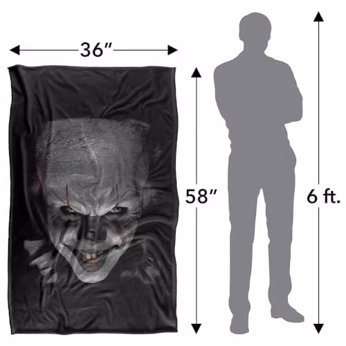 Warner Bros. It Pennywise The Clown Super Soft Fleece Throw Blanket, Multicolour, W: 91 cm, D: 147 cm – 3