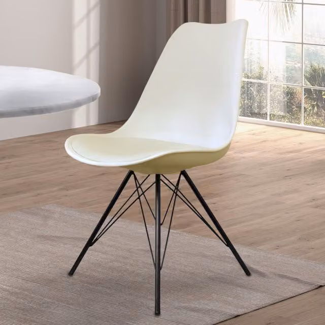 Fusion Living Soho Modern Plastic Dining Chair with Matt Metal Legs - White