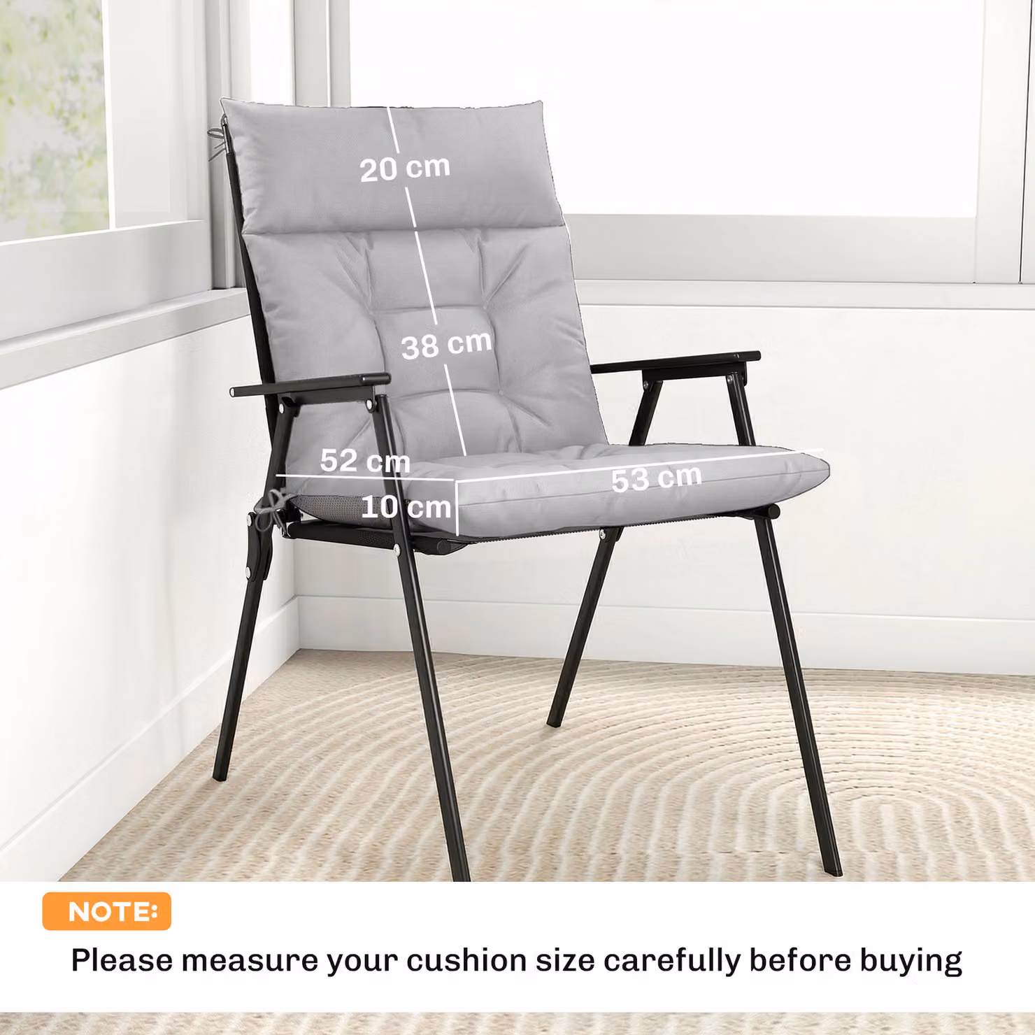 Outsunny Set of 4 Waterproof and UV-Resistant Patio Chair Cushions in Grey, W: 112 cm, D: 53 cm – 3