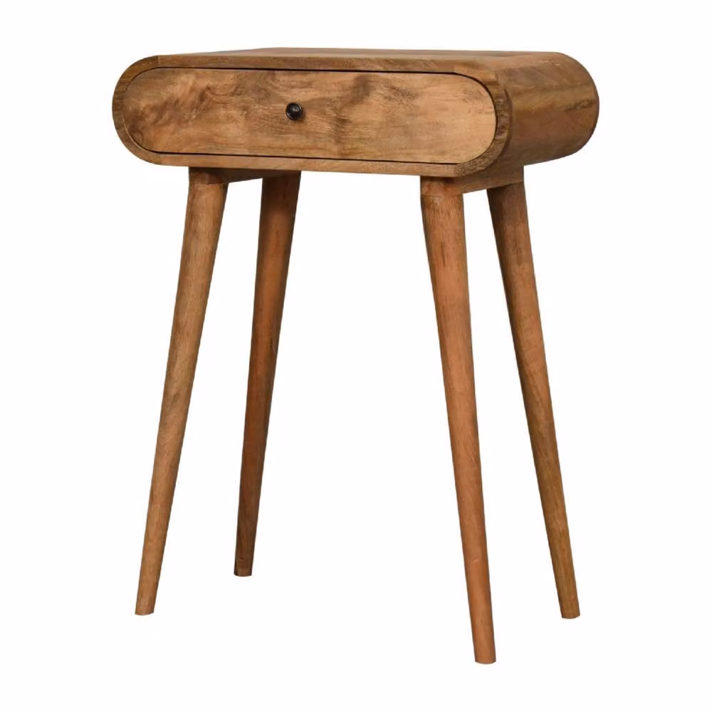 STILVORA Minimalist Mango Wood Console Table with Drawer in Brown – 3