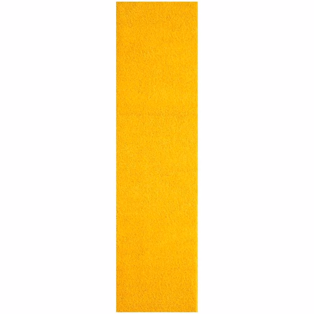 THE RUGS Yellow Plain High Pile Shaggy Round Rug, Diameter: 120 cm – 4