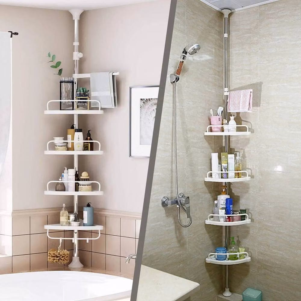 Flavora 4-Tier Hanging Shower Caddy and Kitchen Storage Shelf in White, W: 180 cm, H: 180 cm – 2