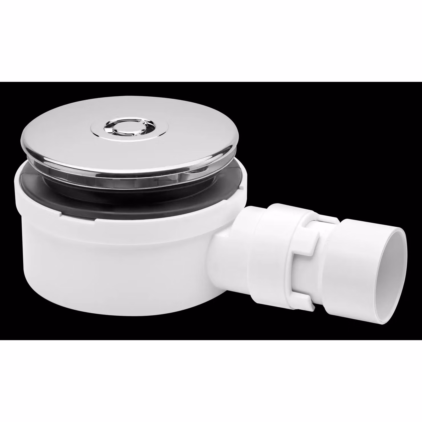 McAlpine Round Shallow Shower Trap in White and Silver with 90mm Seal and 1.5 inch Outlet, Height: 53 mm, Width: 90 mm – 2