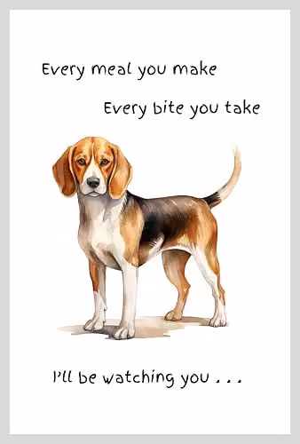 Animal Crackers Beagle Dog Novelty Cotton Tea Towel in White and Grey – 3