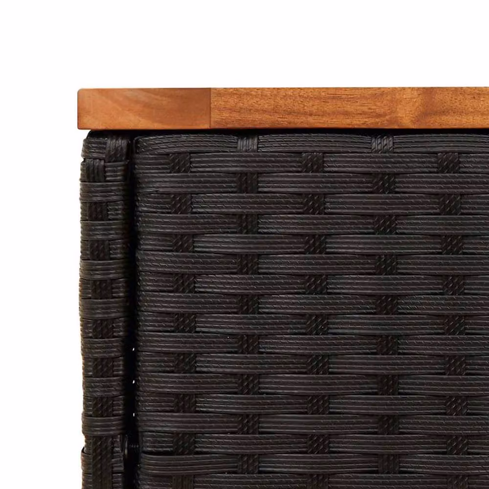 Berkfield Home Garden Side Table with Black Poly Rattan and Oiled Acacia Wood Top, W/D/H: 58 x 27.5 x 55 cm – 5