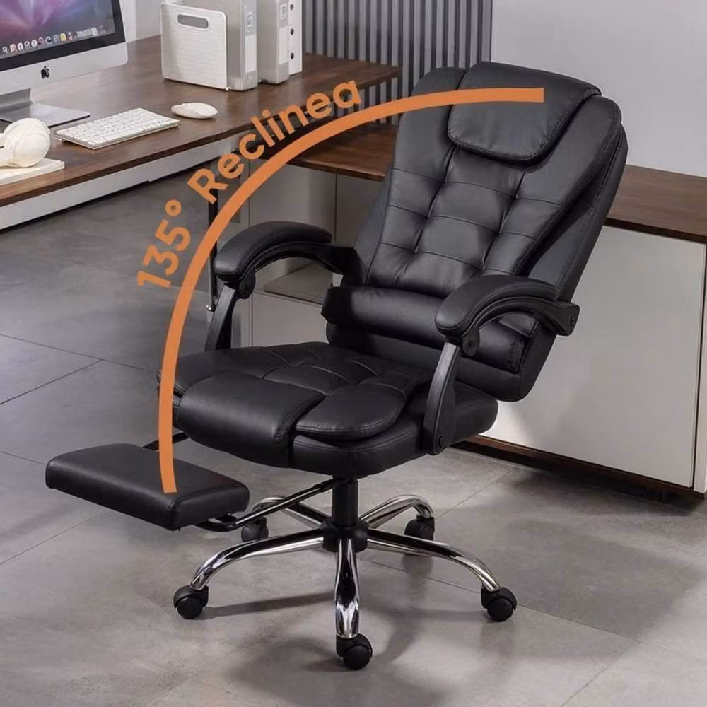 PAWNORA Black Synthetic Leather Massage Gaming and Office Chair with Headrest and Armrests – 3