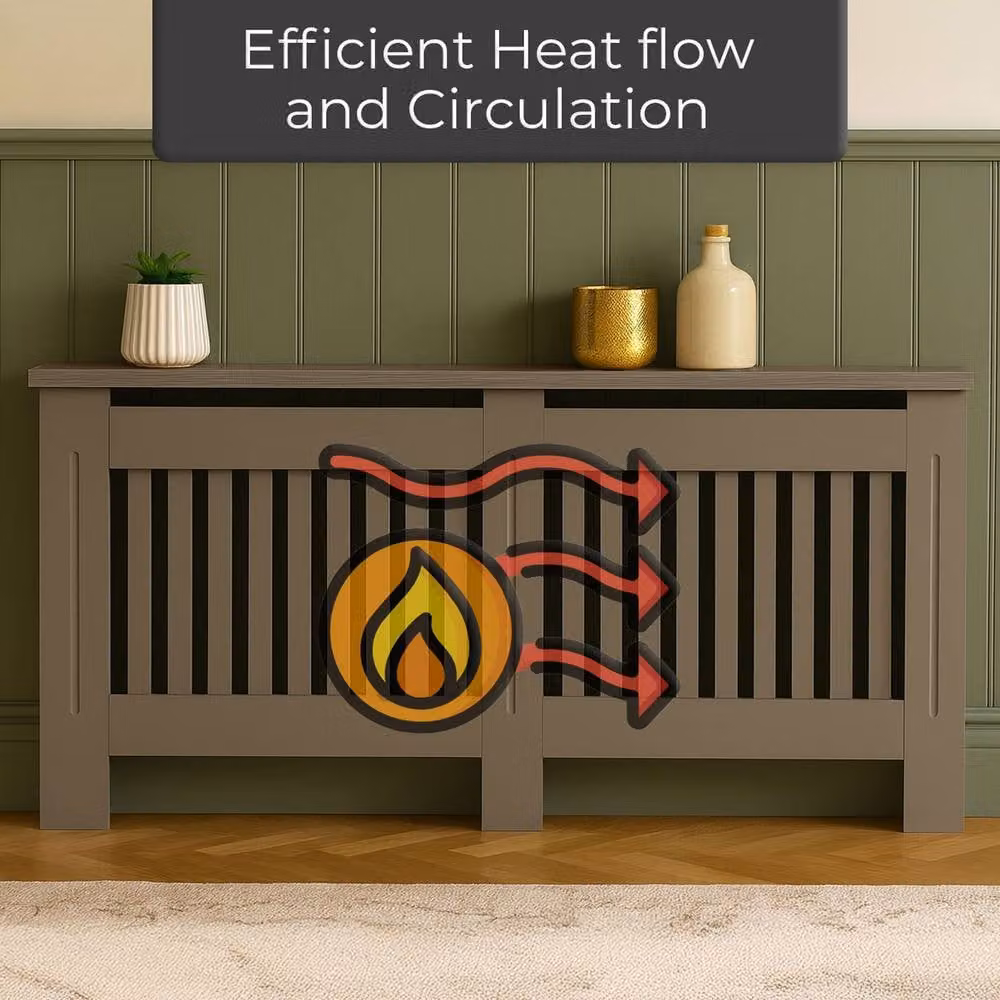 Neo Belgravia Decorative Radiator Cover in Light Grey, H 83.3 x W 152 x D 19 cm – 2