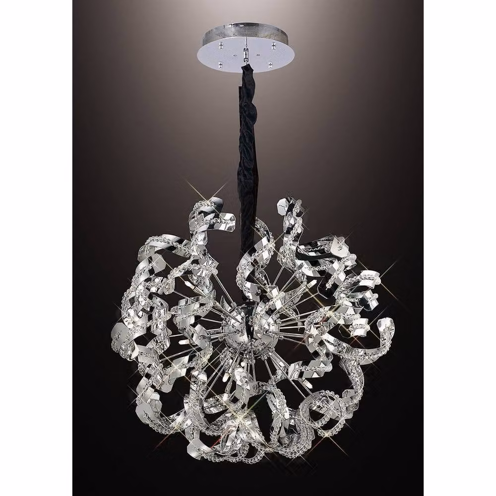 Netlighting Esme 12-Light Crystal Pendant Light in Polished Chrome and Grey – 2