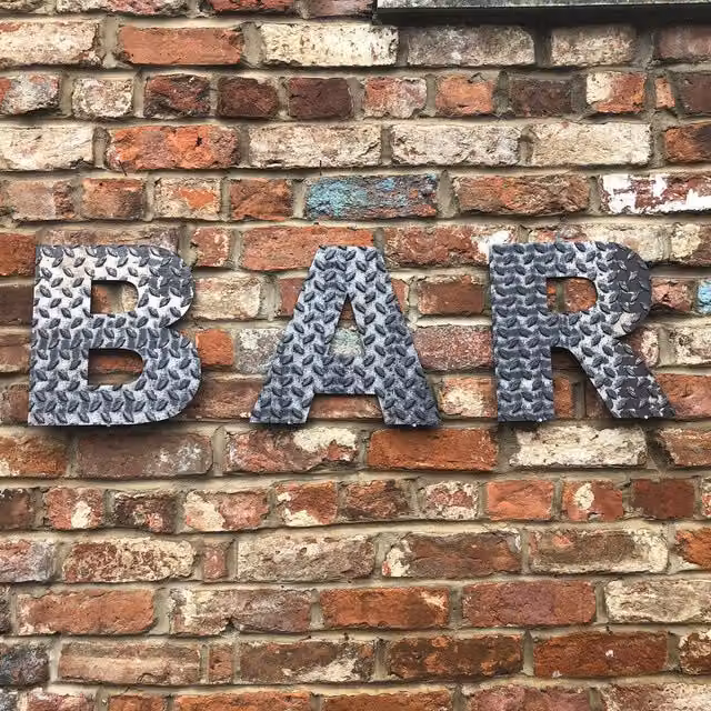 RW Norfolk Industrial Metal Bar Sign in Grey with Adhesive Backing