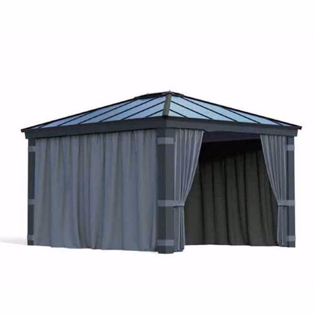 Palram Curtain Set for Dallas 12 x 20 Gazebo, Dark Grey Polyester Fabric, L: 212 cm, W: 507 cm – 2