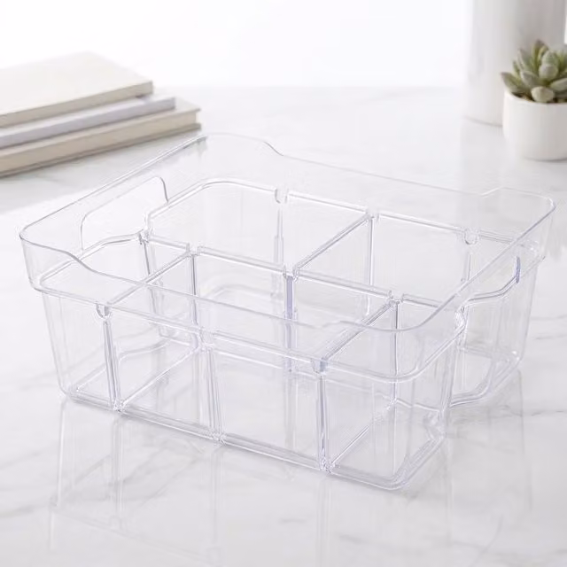 Storm Trading Group 2 x Modular Plastic Storage Organisers, Transparent, W: 25.5 cm, D: 18.5 cm, H: 9 cm