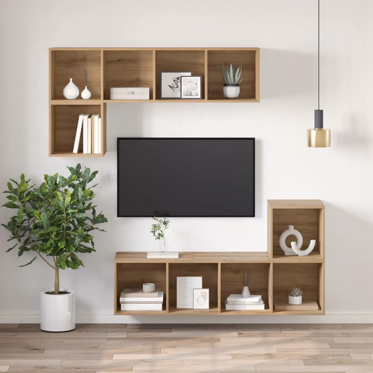 Berkfield Home Artisan Oak TV Cabinet in Brown, W/D/H: 37 x 37 x 107 cm – 3