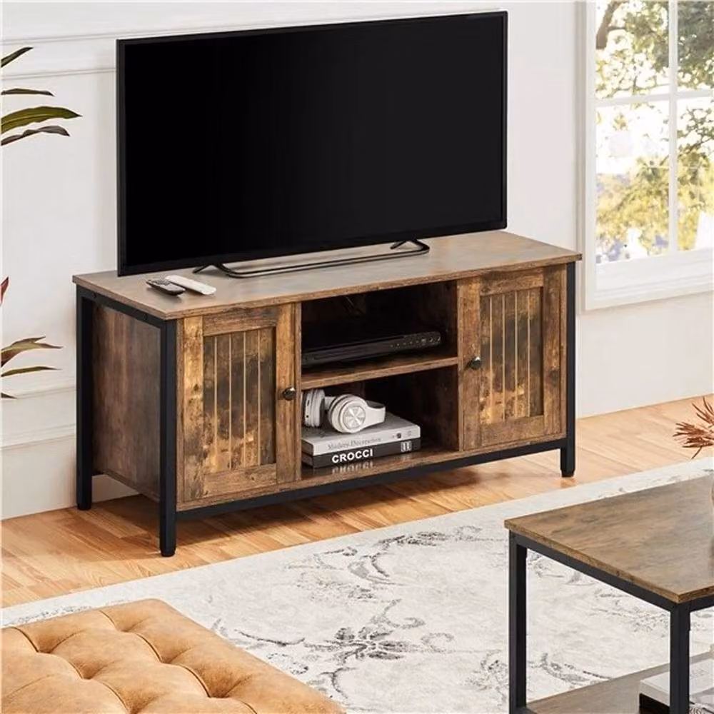 Kelvenix Industrial TV Stand Cabinet in Brown with Media Compartments, W/D/H: 50 x 40 x 40 cm – 3