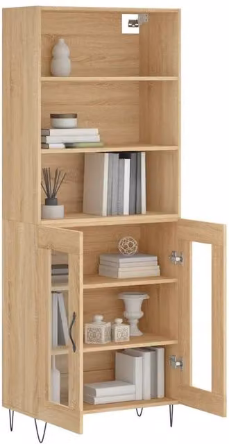 Berkfield Home Sonoma Oak Highboard in Light Beige, W/D/H: 69.5 x 34 x 180 cm – 1