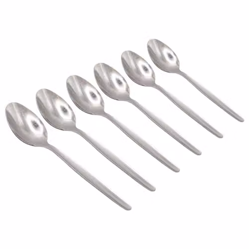 Argon Tableware Economy Stainless Steel Teaspoons, Silver, Pack of 6
