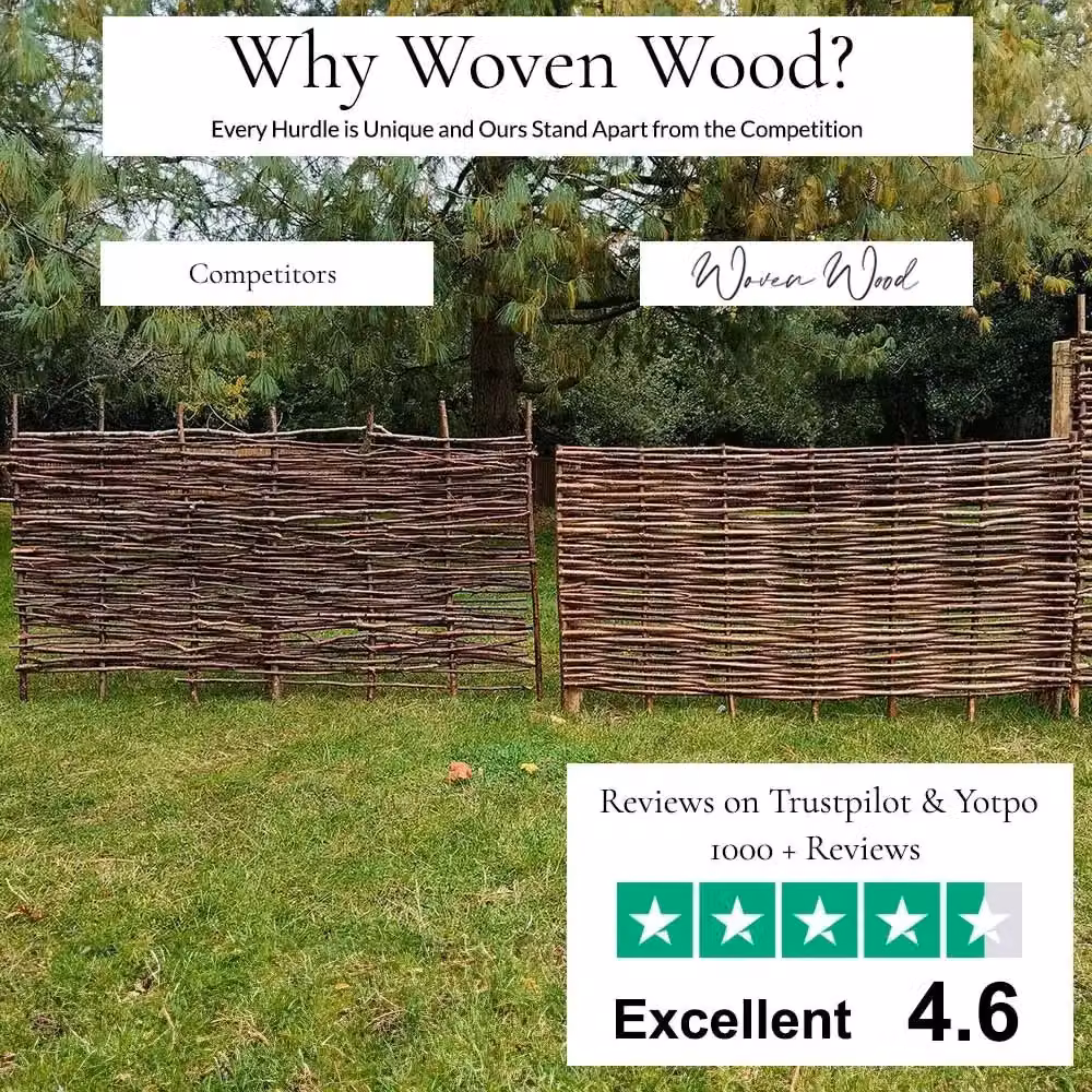 Access Garden Products Capped Hazel Woven Hurdle Fence Panel, Brown, W: 120 cm, H: 182.88 cm – 3