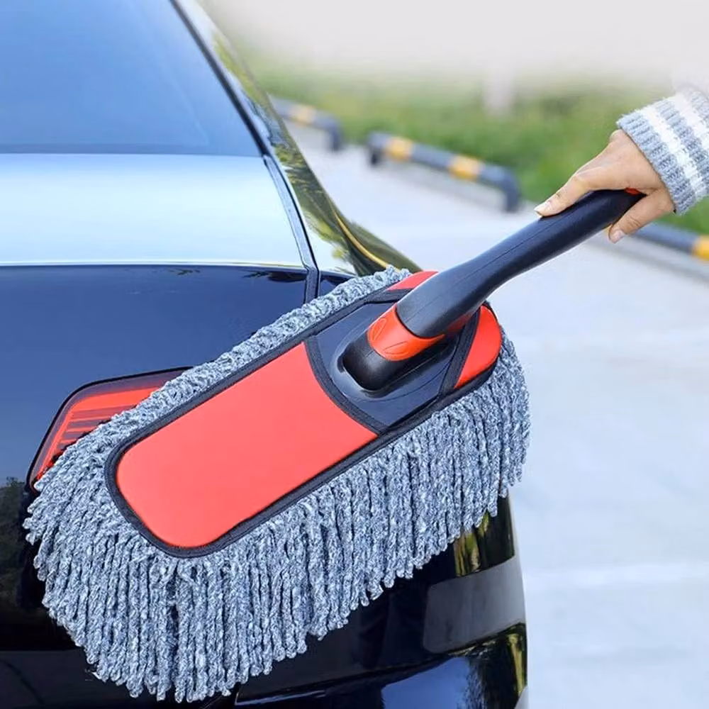 FLAVORA Scalable Microfibre Car Wash Cleaning Brush Mop with Telescopic Handle, Grey – 4