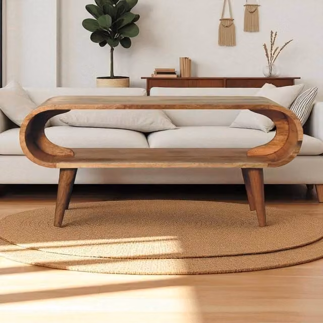 STILVORA Rectangular Solid Mango Wood Coffee Table in Brown – 1