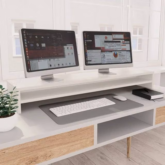 Berkfield Home Monitor Stand in White, W/D/H: 100 x 24 x 13 cm – 1