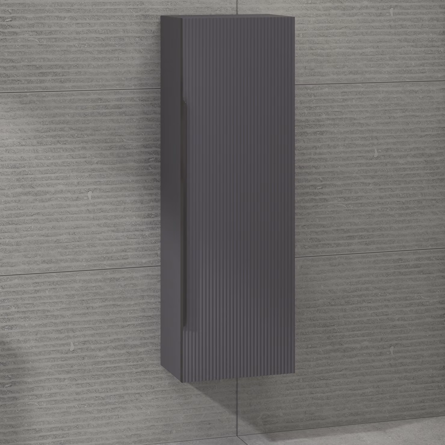 Royal Bathrooms Evora Wall Hung Tall Unit, Graphite Grey with Matt Black Handle, W: 40 cm, D: 40 cm, H: 120 cm