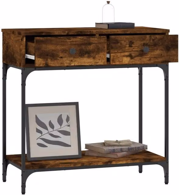 Berkfield Home Decorative Console Table in Smoked Oak Brown, W/D/H: 75 x 34.5 x 75 cm – 1