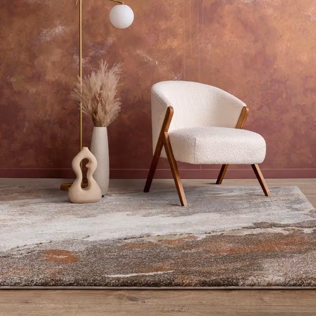 The Rug Shop UK Brown Modern Abstract Polypropylene Easy Care Area Rug W: 200 cm, L: 290 cm