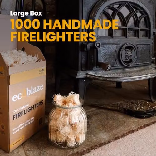 Ecoblaze 1000 Natural Firelighters, 5 x 200 Box, Odourless Wood Starters for Log Burners, Fire Pits and BBQs – 4