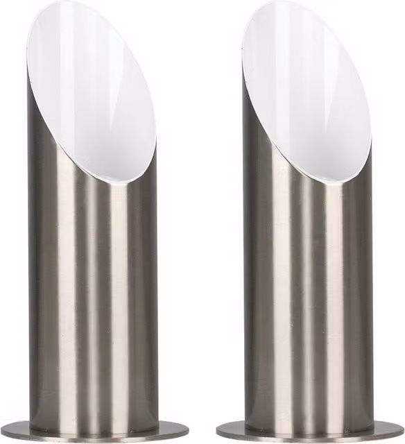 ValueLights Pair of Modern Brushed Chrome Metal Floor Standing Cylinder Uplighter Wall Wash Lamps in Silver