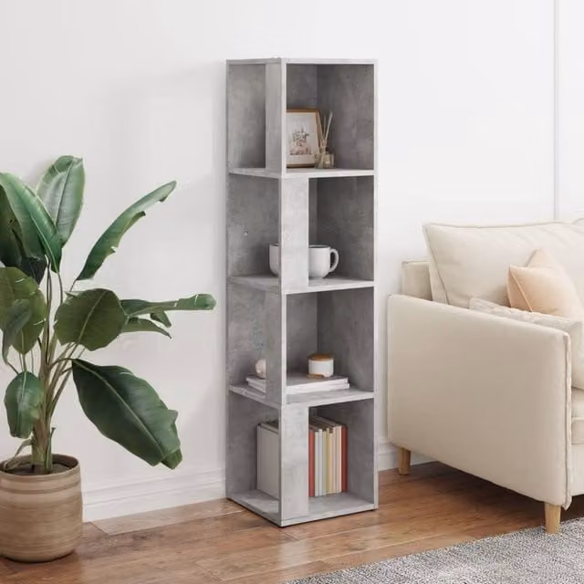 Berkfield Home Modern Freestanding Corner Cabinet in Grey, W/D/H: 33 x 33 x 132 cm