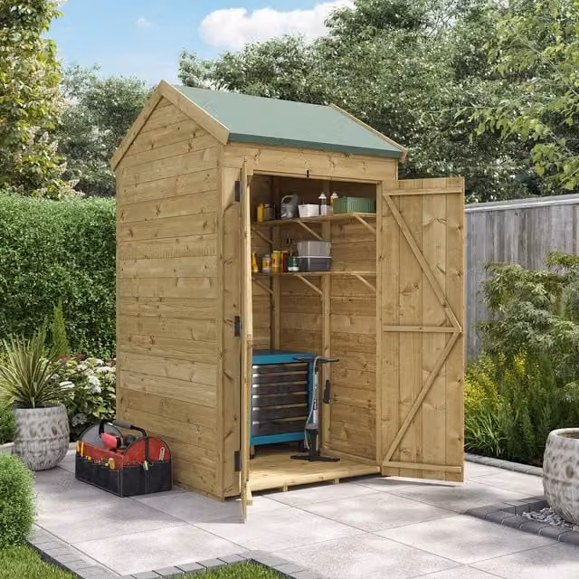 BillyOh Switch Tongue and Groove Apex Wooden Shed in Brown or White with Gable Roof and Floor