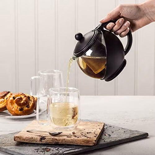 Kilo Glass Teapot with Stainless Steel Infuser, Black, 650ml – 2